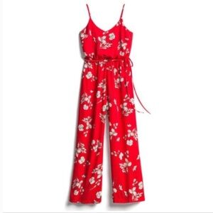 NEW Skies Are Blue Red White Floral Sleeveless Wide Leg Danica Jumpsuit XXL